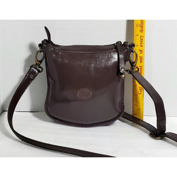 Roots Canada Leather Crossbody 8" Brown Vintage Repainted Adjustable Strap Bag - Picture 5 of 16